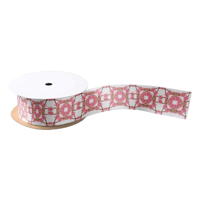 Ruban En Satin motif à ressort fleuri (Bobine)