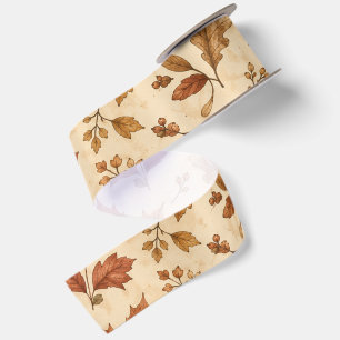 Ruban En Satin Motif aquarelle de feuilles d'automne