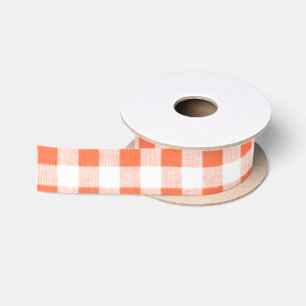 Ruban En Satin Motif blanc orange de guingan