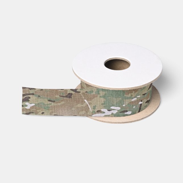 Ruban En Satin Motif Camo Chasse Brown (Bobine)