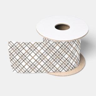 Ruban En Satin Motif carreaux rustique élégant neutre