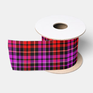 Ruban En Satin Motif carreaux tartan noir rouge violet