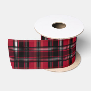 Ruban En Satin Motif carreaux tartan rouge et noir