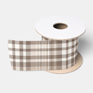 Ruban En Satin Motif carreaux tartan ton terre neutre 