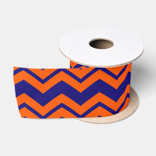 Ruban En Satin Motif chevron zigzag bleu orange