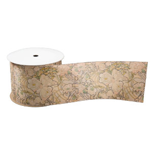 Ruban En Satin Motif Classique Art Nouveau de Jardin de Pivoines