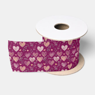 Ruban En Satin motif coeurs 2