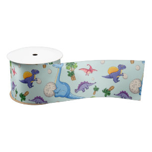 Ruban En Satin Motif coloré de dinosaures