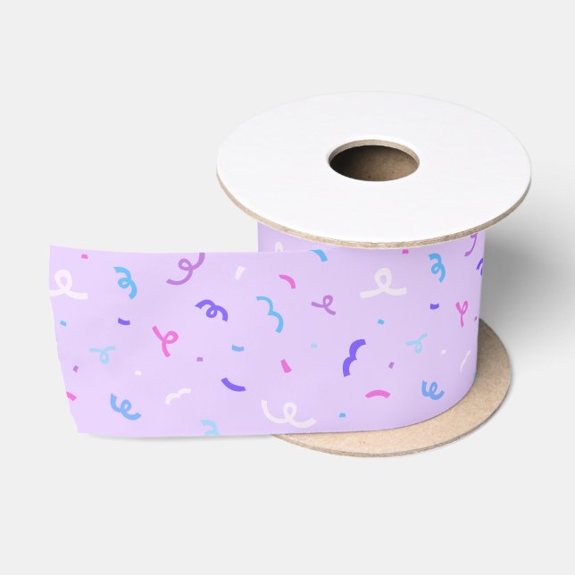 Ruban En Satin Motif Confetti violet (Bobine)