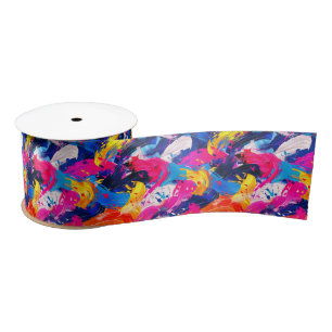 Ruban En Satin motif coups de pinceaux