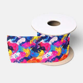 Ruban En Satin motif coups de pinceaux