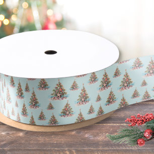 Ruban En Satin Motif d'arbre de Noël de plage
