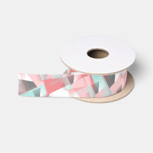 Ruban En Satin Motif d'art mosaïque géométrique moderne abstrait