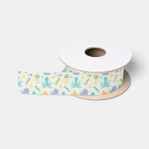 Ruban En Satin Motif de baleine sous la mer