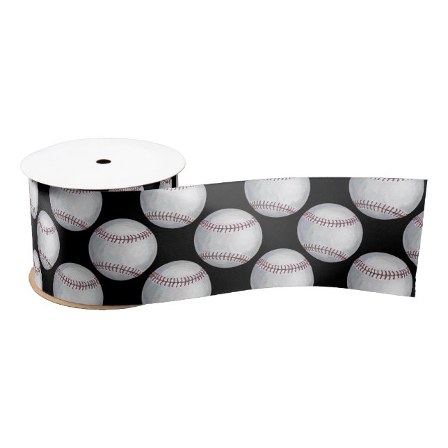 Ruban En Satin Motif de baseball peint (Bobine)