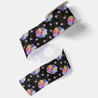 Ruban En Satin Motif de bijou floral scintillant