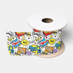 Ruban En Satin Motif de bulle de dialogue d'art pop de bande dess