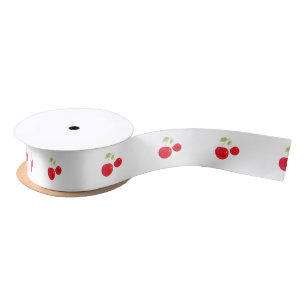 Ruban En Satin Motif de cerises d'aquarelle