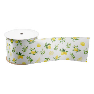 Ruban En Satin Motif de citrons et de feuillage