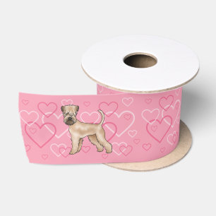 Ruban En Satin Motif de coeur de chien d'amour de chien roux douc