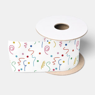 Ruban En Satin Motif de Confettis de Fête Colorés
