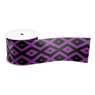 Ruban En Satin Motif de diamants violet et noir