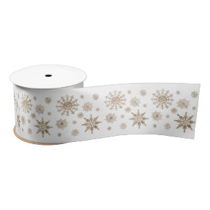 Ruban En Satin Motif De Flammes De Neige En Couleur Jaune Dorée