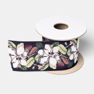 Ruban En Satin Motif de fleurs Magnolia