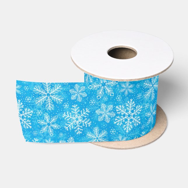 Ruban En Satin Motif de flocons blancs (Bobine)