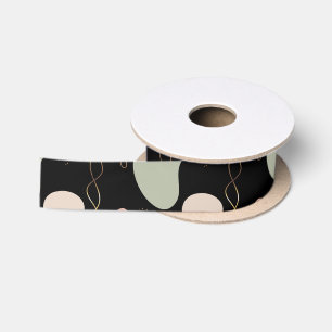 Ruban En Satin Motif de formes biologiques géométriques Boho esth