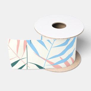 Ruban En Satin Motif de fougère pastel