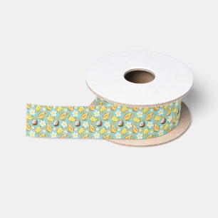 Ruban En Satin Motif de fruits tropicaux d'été