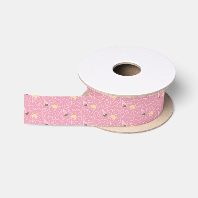 Ruban En Satin Motif de glace d'été (Bobine)