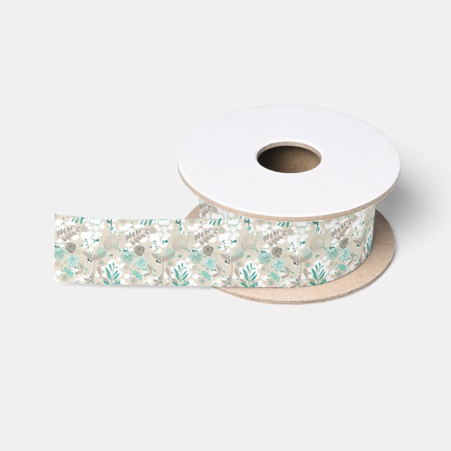 Ruban En Satin Motif de jardin (Bobine)