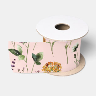 Ruban En Satin Motif de jardin fleur sauvage