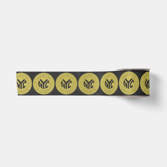Ruban En Satin Motif de jeton du métro Gold Brooklyn (Devant)