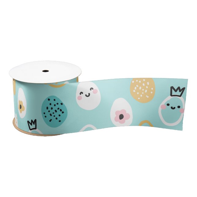 Ruban En Satin Motif de jolis œufs de Pâques Œufs pastel kawaii (Bobine)