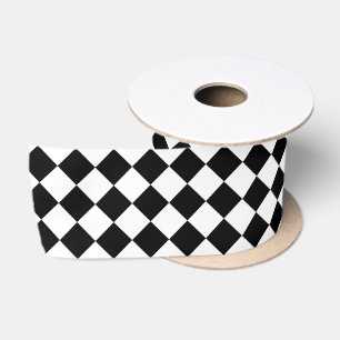 Ruban En Satin Motif de losange noir et blanc