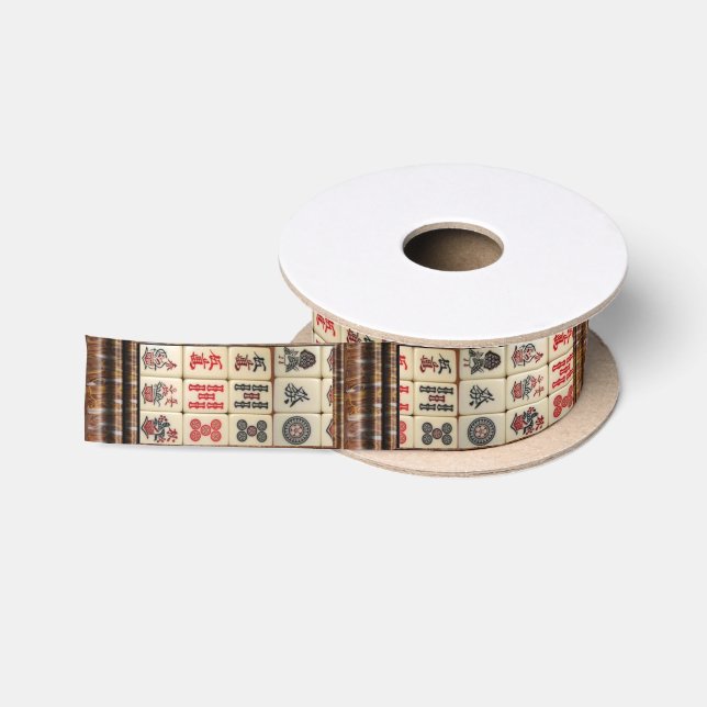 Ruban En Satin Motif de Mahjong (Bobine)