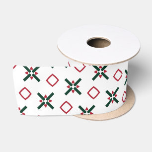 Ruban En Satin Motif de Noël Rouge Blanc et Vert