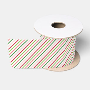 Ruban En Satin Motif de Noël rouge, rose et vert