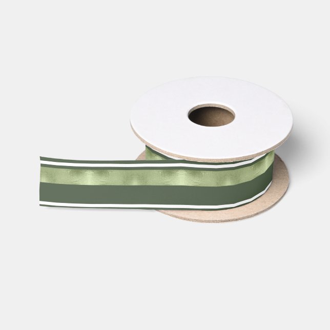 Ruban En Satin Motif de Noël Vert/Blanc ID862 (Bobine)