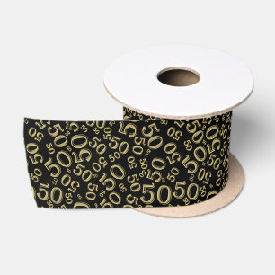 Ruban En Satin Motif de nombre d'anniversaire 50 moderne noir/or
