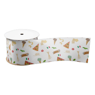 Ruban En Satin Motif de nourriture italienne Pizza Pâtes Tiramisu