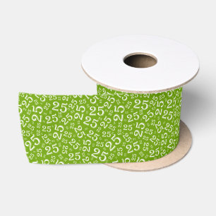 Ruban En Satin Motif de numéro d'anniversaire 25 moderne vert/bla