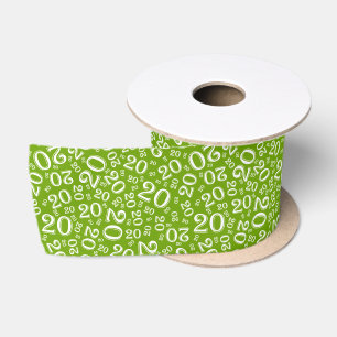 Ruban En Satin Motif de numéro d'anniversaire moderne 20 Vert/Bla