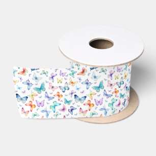 Ruban En Satin Motif de papillon couleur aquarelle