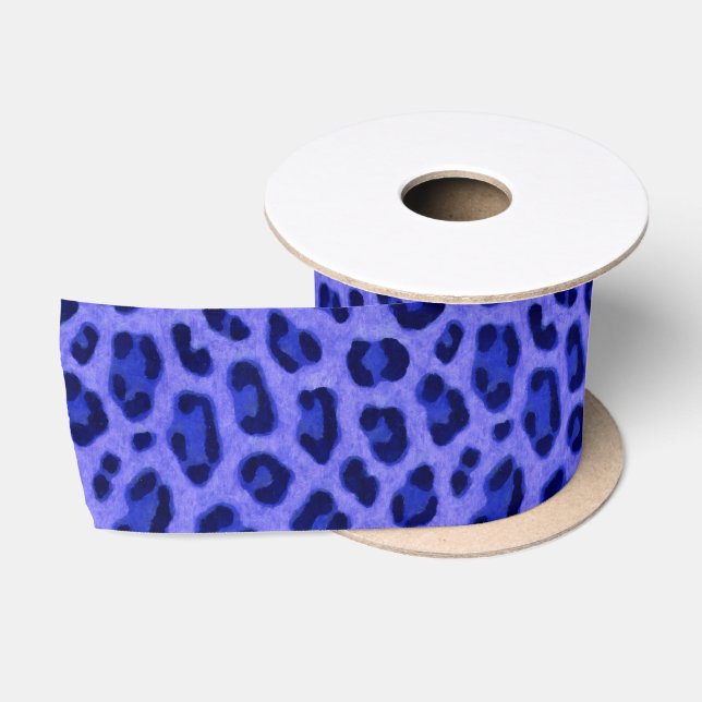 Ruban En Satin Motif de peau Poster de animal Lavender Blue Leopa (Bobine)
