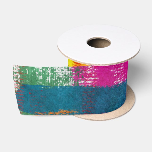 Ruban En Satin Motif de peinture Abstrait (Bobine)