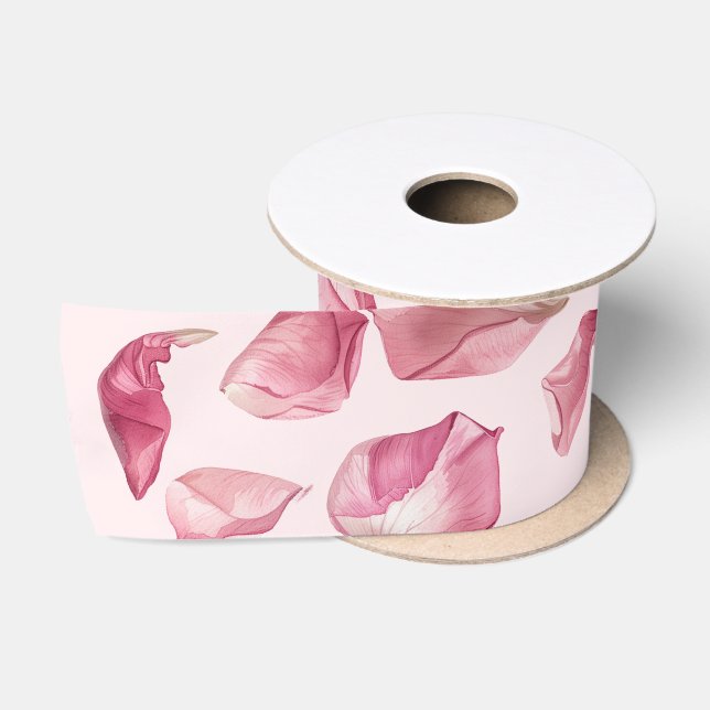 Ruban En Satin Motif de pétales de rose Pétales et Prosecco Maria (Bobine)
